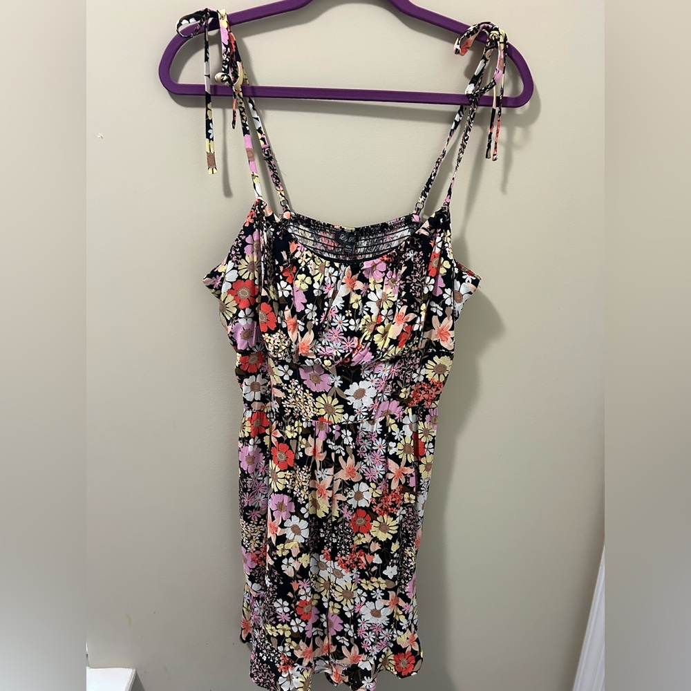 Floral Dress with Rutched Top